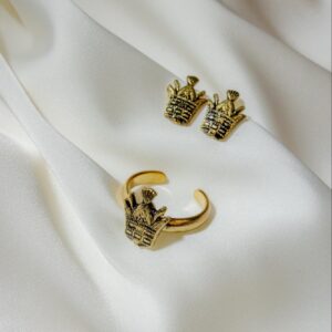 Royal Crown Ring & Stud Earrings Set